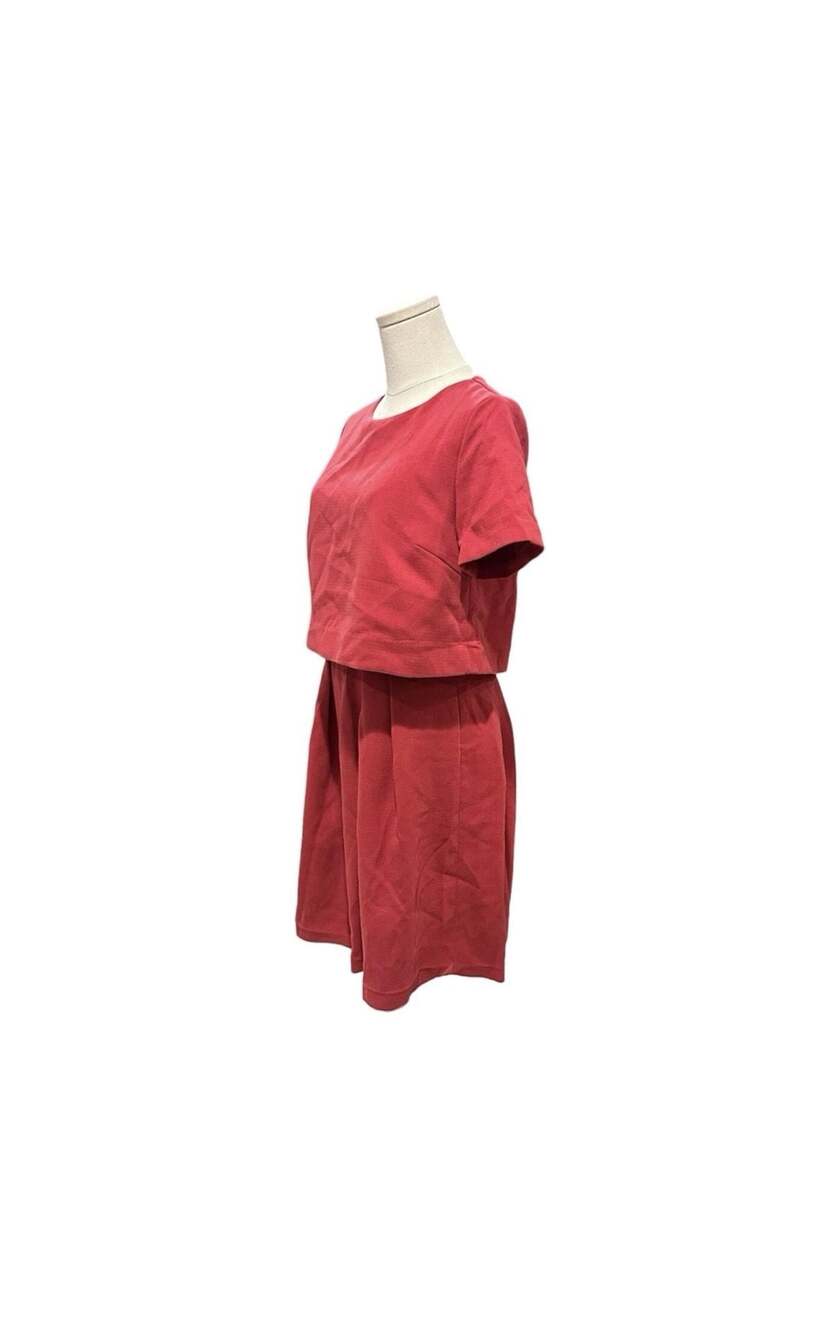 FRNCH Red Layered Look Mini Dress with Pleated Skirt - Picture 3 of 8